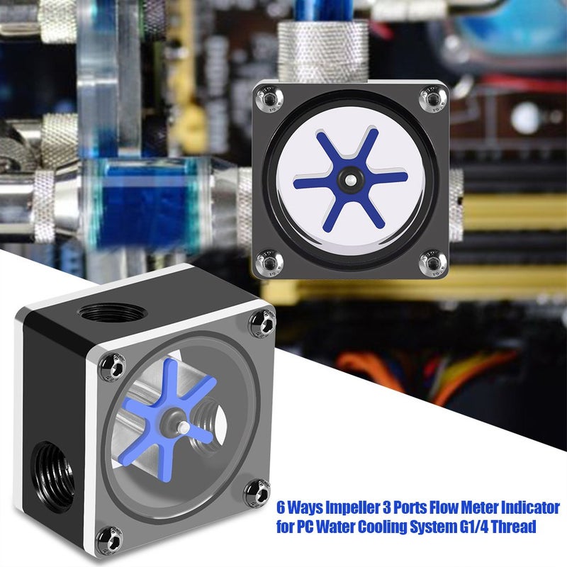 Eboxer G1/4 Thread 6 Impeller Meter 3 Ways Meter Indicator for PC Water Cooling System - Image 3